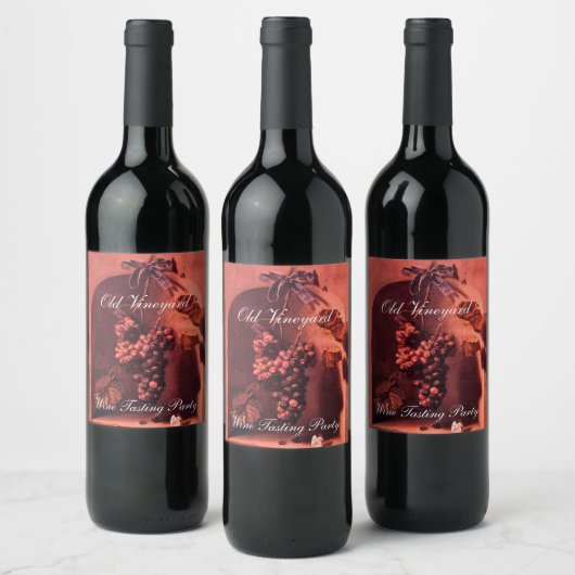 SEIZOENS VRUCHTIGHEID / GRAPES , BLAUW REUZER WIJN ETIKET (Flessen)