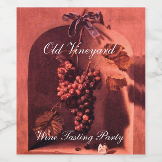 SEIZOENS VRUCHTIGHEID / GRAPES , BLAUW REUZER WIJN ETIKET (Enkel label)