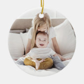 Seizoensbegroeten met adem + kerstfoto stripe keramisch ornament (Voorkant)