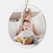 Seizoensbegroeten met adem + kerstfoto stripe keramisch ornament (Links)