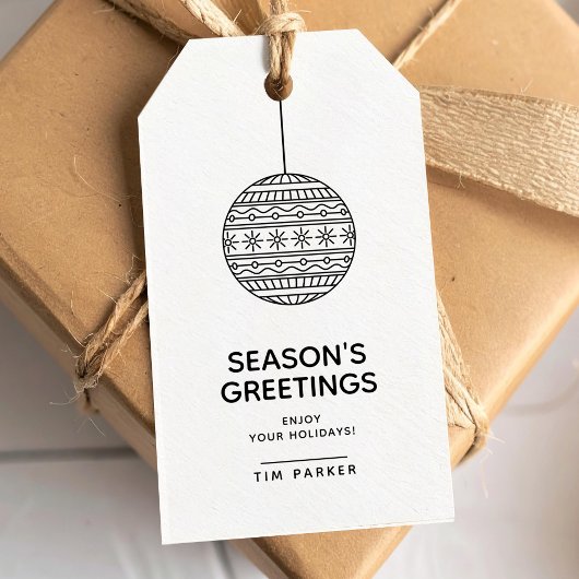 Seizoensbegroetings Label met trendy kerstbal Cadeaulabel