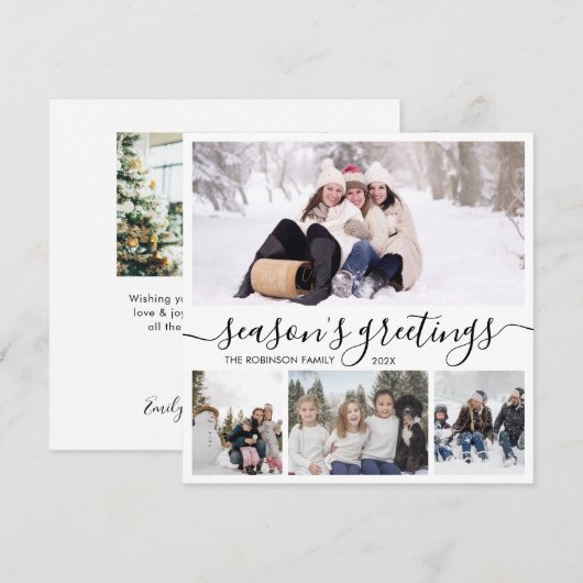Seizoensbegroetings script Foto Collage Kerstmis Feestdagenkaart (Voorkant / Achterkant)