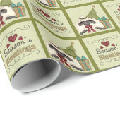 Seizoensblaasjes Schapen met boom en geschenk Cadeaupapier (Rol Hoek)