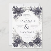 Seizoensbloemen: Elegante Waterverf bruiloft Kaart (Voorkant)