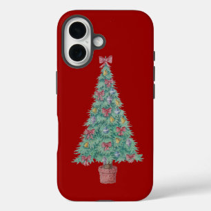 Seizoensboom versierd voor Kerstmis iPhone 16 Hoesje