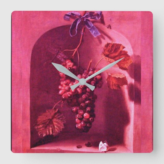 SEIZOENSBRANDSTOFFEN, Antiek Pink Rustic Vierkante Klok (Voorkant)