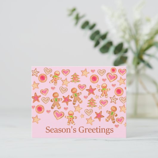 Seizoensbroedkoekjes waterverf briefkaart (Staand voorkant)