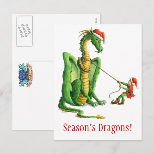 Seizoensdraak ansichtkaart feestdagenkaart (Voorkant / Achterkant)