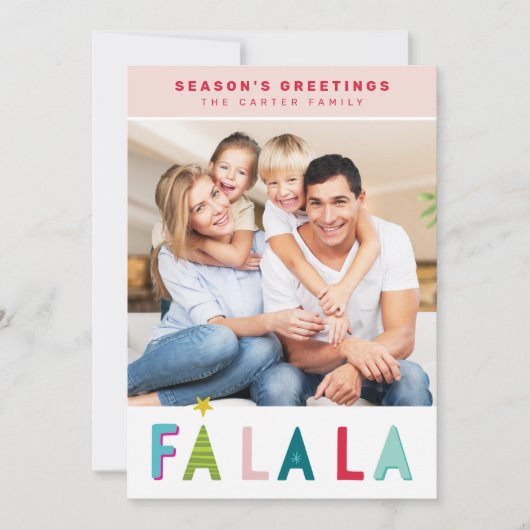 SEIZOENSE feestdag falala typografie roze Feestdagenkaart (Voorkant)