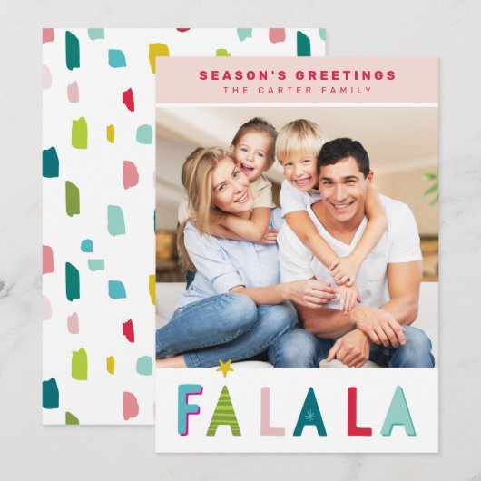 SEIZOENSE feestdag falala typografie roze Feestdagenkaart (Voorkant / Achterkant)