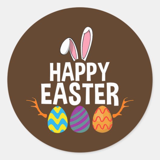 Seizoenseizoen Eieren Deer Funny Easter Day Egg Hu Ronde Sticker (Voorkant)