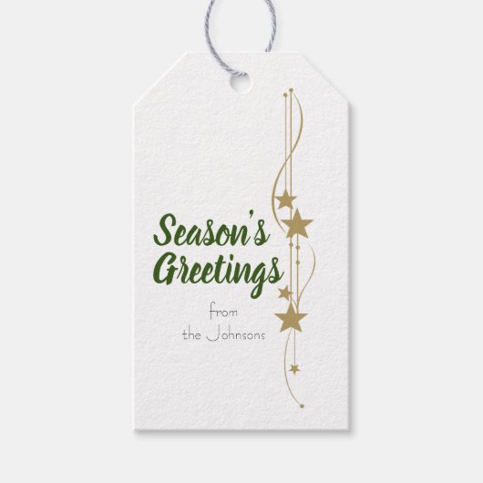 Seizoensfeest kerstfeestdagen gouden sterren cadeaulabel (Voorkant)