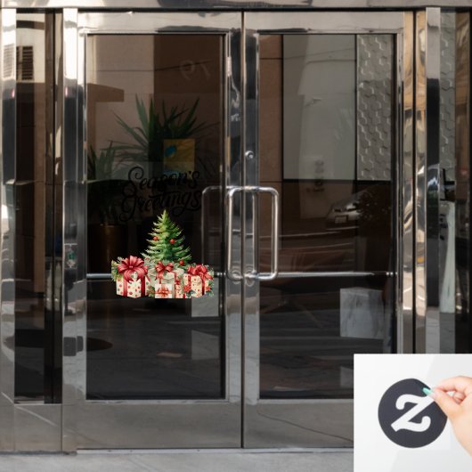 Seizoensfeest met kerstmis raamsticker (Kantoordeur)