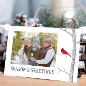 Seizoensfeestdag twee foto Rode kardinaal Feestdagenkaart