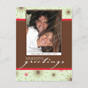 SEIZOENSFOTO ANSICHTKAART :: gedessineerde sneeuwv Feestdagenkaart