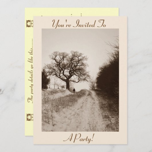 Seizoensfoto van sfeervolle wintersneeuwscène kaart (Voorkant / Achterkant)