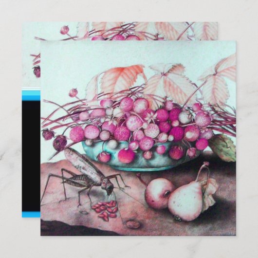 SEIZOENSFRUIT / AARDBEIEN PEREN Zwart Roze Aankondiging (Voorkant / Achterkant)