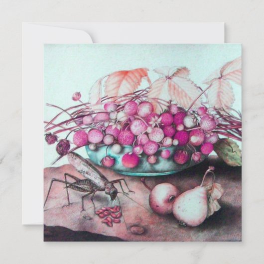 SEIZOENSFRUIT / AARDBEIEN PEREN Zwart Roze Aankondiging (Voorkant)