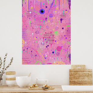 Seizoensfruit Salade: Abstract Schilderij Poster