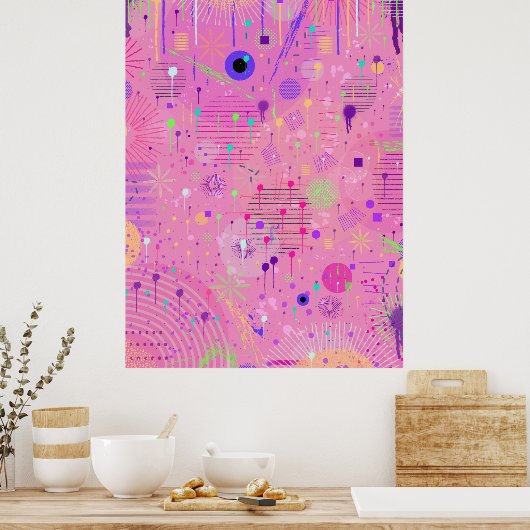 Seizoensfruit Salade: Abstract Schilderij Poster (Keuken)