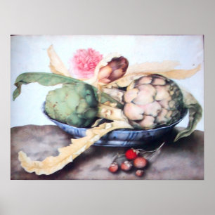 SEIZOENSFRUITEN 4- ARTISJOKKEN, ROZEN & AARDBEIEN POSTER