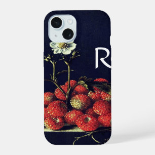SEIZOENSFRUITEN,AARDBEIEN EN AARDBEIENBLOEM iPhone 15 HOESJE