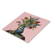 SEIZOENSFRUITEN / TULPEN IN VAAS EN PEER TEGELTJE (Zijkant)