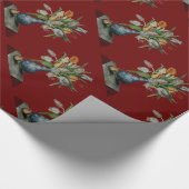 SEIZOENSFRUITEN / TULPEN ,Rood Cadeaupapier (Hoek)