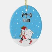 seizoensgeblazen lamsvlees grappige kerstmis keramisch ornament (Rechts)