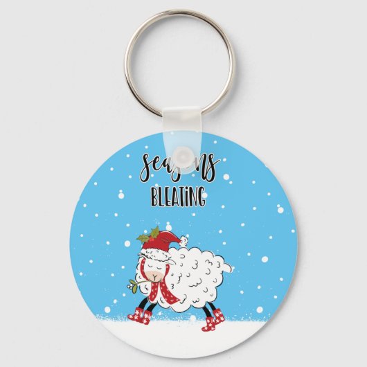 seizoensgeblazen lamsvlees grappige kerstmis sleutelhanger (Voorkant)