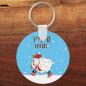 seizoensgeblazen lamsvlees grappige kerstmis sleutelhanger (Voorkant)