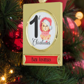 Seizoensgebonden Beer Baby Boy 1st Christmas Name Verguld Banner Ornament