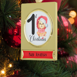 Seizoensgebonden Beer Baby Boy 1st Christmas Name Verguld Banner Ornament
