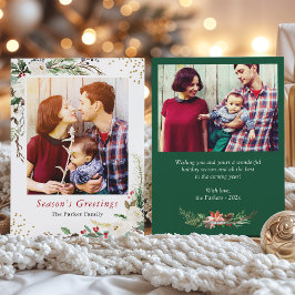Seizoensgebonden bijtsen Floral Kerstmis 2 Foto Feestdagenkaart