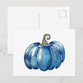 Seizoensgebonden blauwe aquarel Thanksgiving pompo Briefkaart (Voorkant / Achterkant)