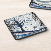 Seizoensgebonden blauwe kurk Onderzetters (Linkerzijde)