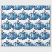 Seizoensgebonden blauwe Waterverf Thanksgiving pom Cadeaupapier (Vlak)