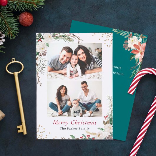 Seizoensgebonden botanische winter Floral Kerstmis Feestdagenkaart