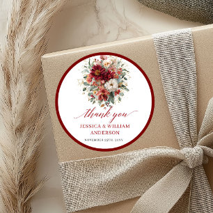 Seizoensgebonden Burgundy Eucalyptus Trouwsticker Ronde Sticker