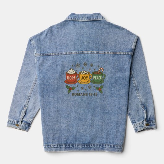 Seizoensgebonden cacaokopjes denim jacket (Achterkant)