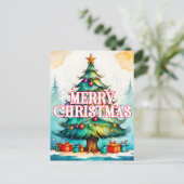 Seizoensgebonden decoratieve kerstboom briefkaart (Staand voorkant)
