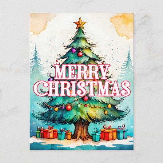 Seizoensgebonden decoratieve kerstboom briefkaart (Voorkant)