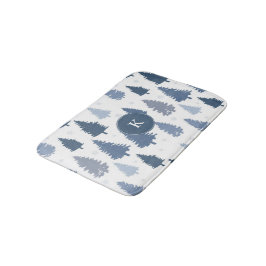 Seizoensgebonden dennenbomen en sneeuwvlokken patr badmat