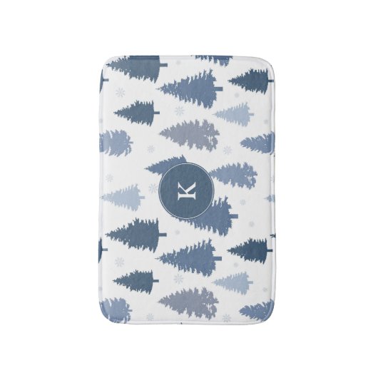 Seizoensgebonden dennenbomen en sneeuwvlokken patr badmat (Voorkant Verticaal)