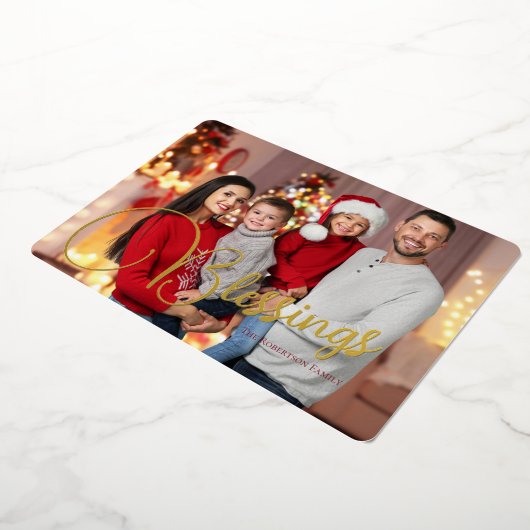 Seizoensgebonden familie Foto's met snoepriemen Folie Feestdagenkaart (Gedraaid)