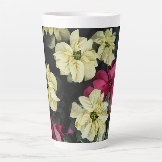 Seizoensgebonden Feestdagen Poinsettias Floral Latte Mok (Voorkant)