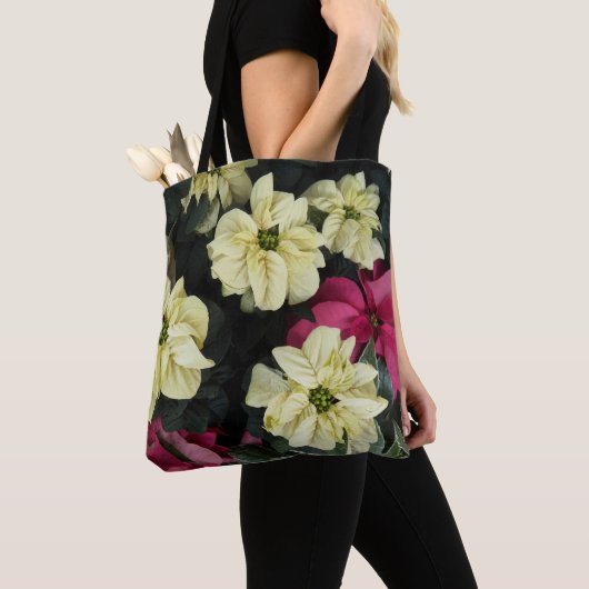 Seizoensgebonden Feestdagen Poinsettias Floral Tote Bag (Dichtbij)