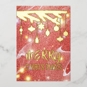 Seizoensgebonden feestelijke rode glitter Gold voo Folie Feestdagenkaart (Voorkant)