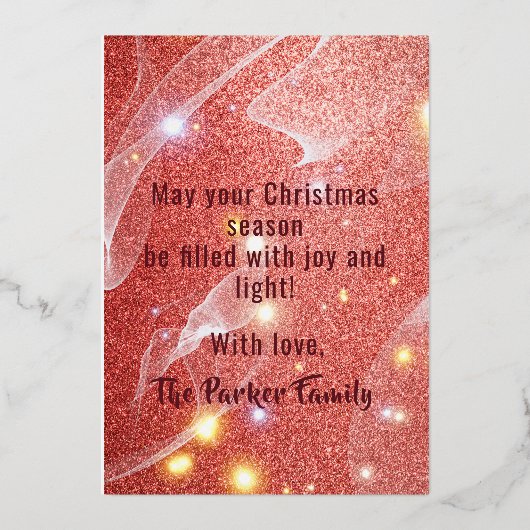 Seizoensgebonden feestelijke rode glitter Gold voo Folie Feestdagenkaart (Achterkant)