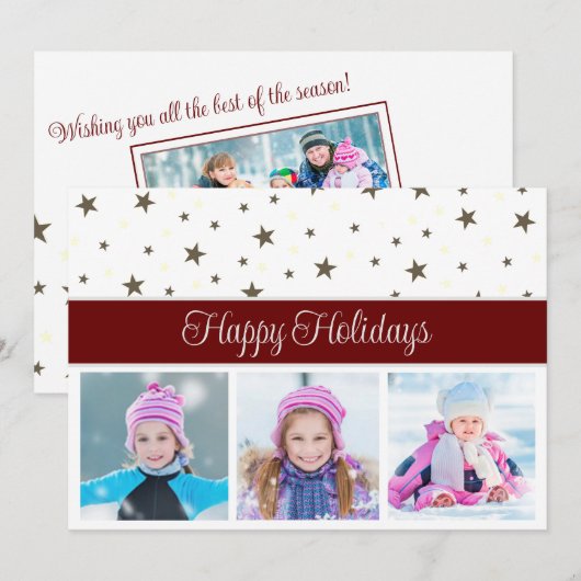 Seizoensgebonden gelukkige vakantiefoto's en sterr feestdagenkaart (Voorkant / Achterkant)